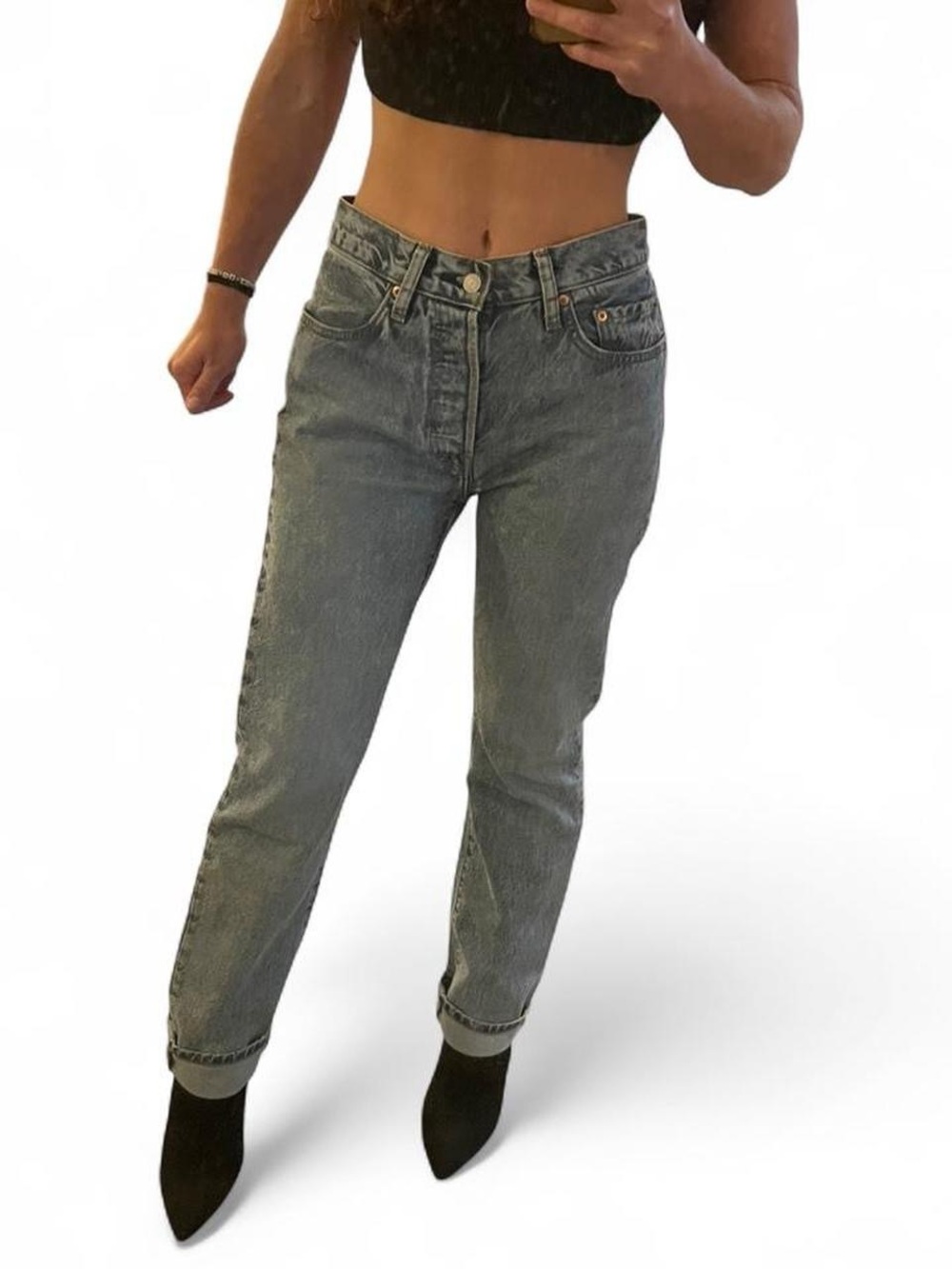 Y2K Levi’s 501 Stonewashed w size 26 x 30 High Waisted Straight Leg Light Wash